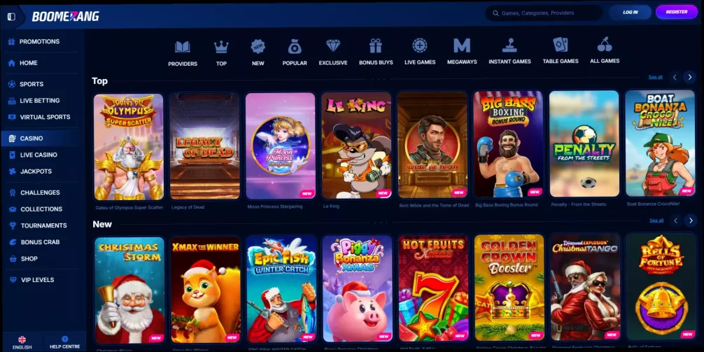 Boomerang Casino bonus 100% jusqu'à 500€ et 200 tours gratuits